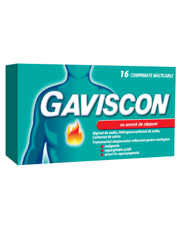 Gaviscon cu aromă de căpșuni, 16 comprimate masticabile