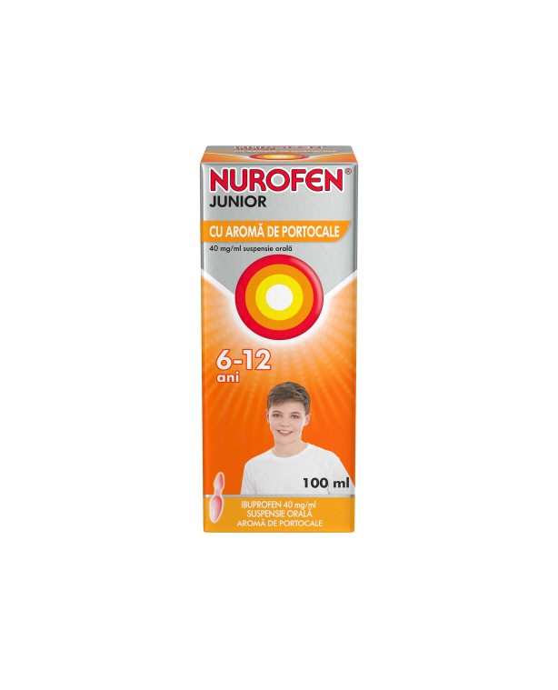 Nurofen Junior suspensie orală, 6-12 ani cu aromă de portocale 40mg/ml, 100 ml