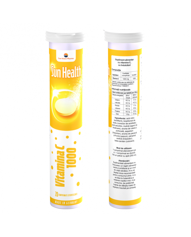 Vitamina C, 1000 mg, 20 comprimate efervescente, Sun Wave Pharma