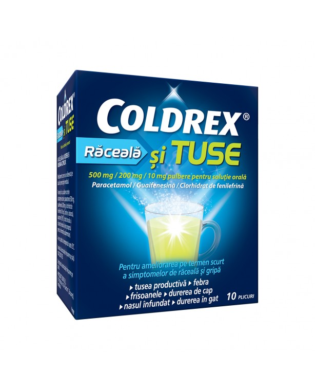 Coldrex Raceala si Tuse 500 mg/200 mg/10 mg x 10 plicuri
