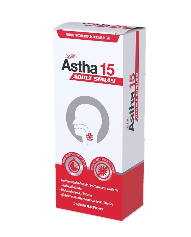 Spray bucofaringian Astha 15 Adult Spray, 30 ml, Sun Wave Pharma