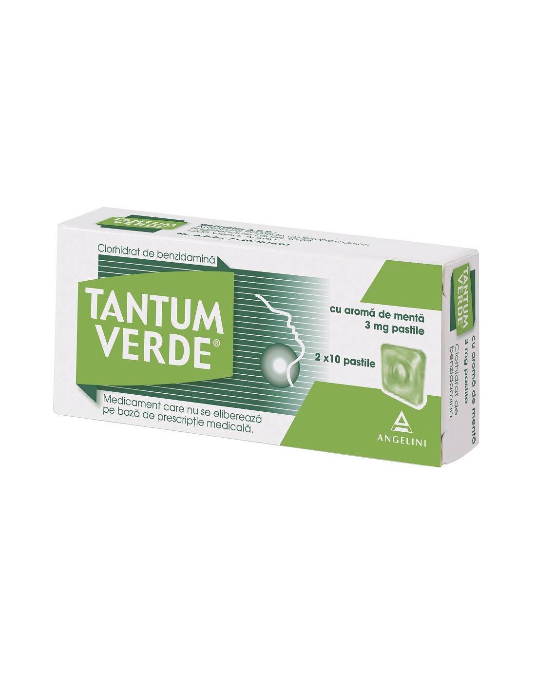 Tantum Verde cu aroma de menta 3 mg x 20 pastile