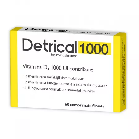 Detrical D3 1000UI, 60 comprimate, Zdrovit