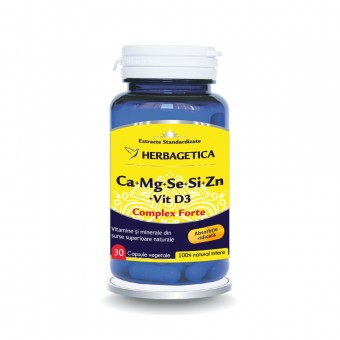 Ca+Mg+Se+Si+Zn Organice cu D3, 30 capsule, Herbagetica