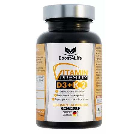 Vitamina D3+K2 Premium GreenCaps, 60 capsule, Boost4life