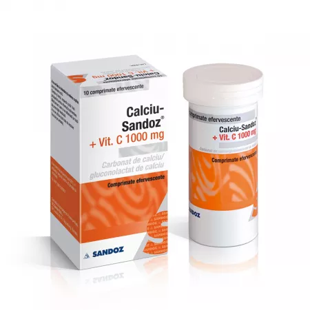 Calciu Vitamina C, 1000 mg, 10 comprimate, Sandoz