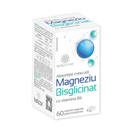 Magneziu Bisglicinat cu vitamina B6, 60 capsule,Helcor